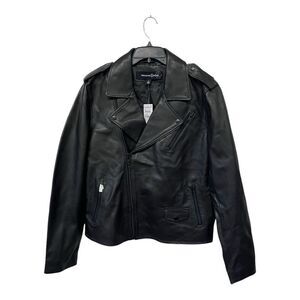 NWT Treasure & Bond |‎ Black 100% Leather Biker Jacket L